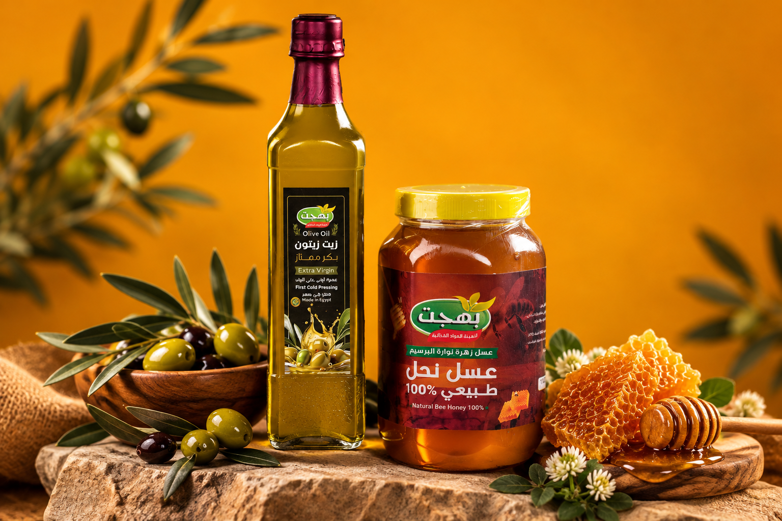 Huile d’olive et miel d’abeille naturels de Bahgat Farms